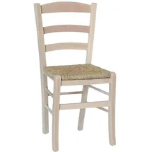 okaffarefatto Landhaus-Esszimmerstuhl aus Holz zum Bemalen mit Strohsitz
