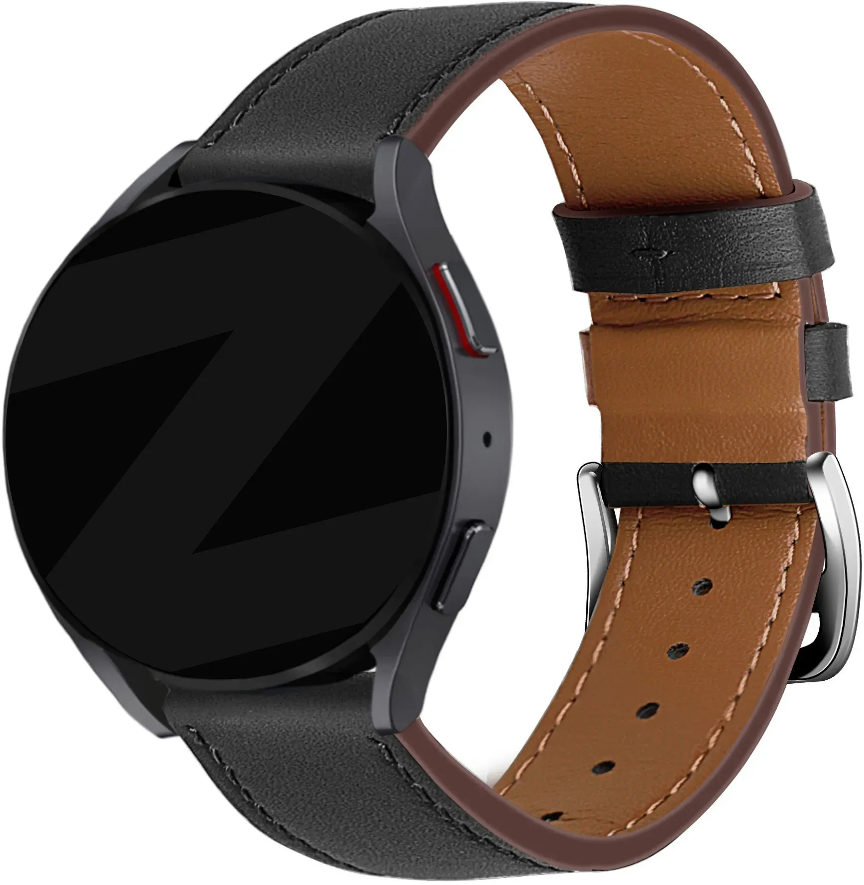 Bandz Actyve Smartwatch 20mm Armband Leder 'Deluxe' für Actyve Smartwatch 20mm - Schwarz - Schnallenverschluss