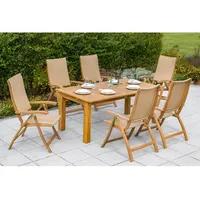 Merxx Capri Garten-Essgruppe 7-tlg. Doppelausziehtisch 100 x 180/220/260 x 75 cm natur