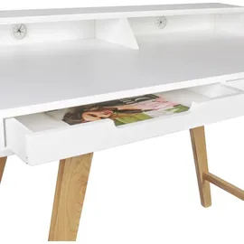 Wohnling Schreibtisch weiß rechteckig, 4-Fuß-Gestell eiche 110,0 x 60,0 cm