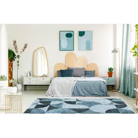 tesso living Kurzflor-Teppich, Blau, Textil, Abstrakt, Rechteckig, 80x215 cm rutschfest, Teppiche - Böden, Teppiche, Moderne Teppiche