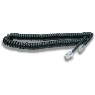 system-s Festnetz Kabel 3 m 4P4C RJ9 Stecker zu Stecker Spirale in Schwarz