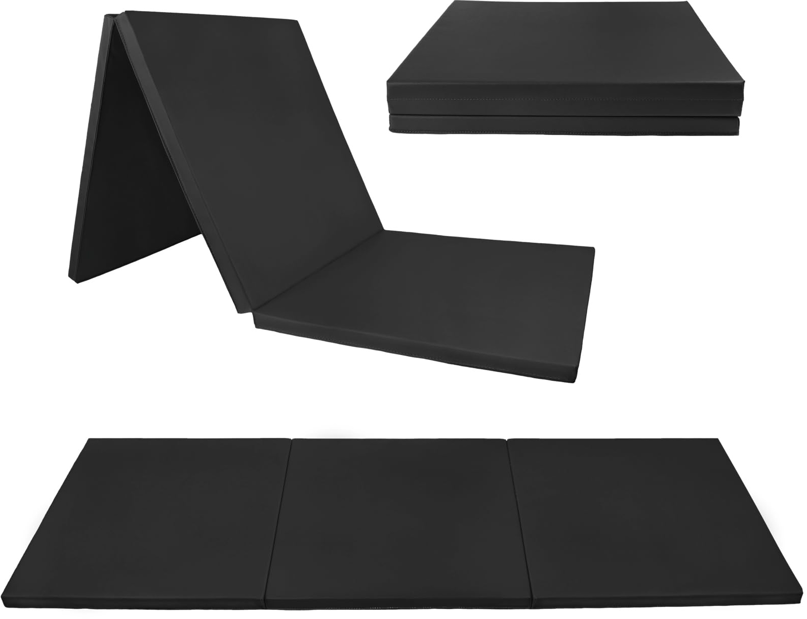 ALPIDEX Klappbare Turnmatte 180 x 60 x 3,2 cm Weichbodenmatte Gymnastikmatte Sportmatte, Farbe:schwarz