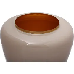Dekovase KAYOOM "Vase Artisse 125", grau (taupe, gold), B:34cm, Vasen, Dekorative Metall-Vase, glanzvoll lackiert, Innenversiegelung