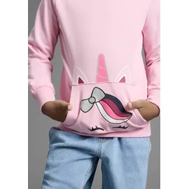 Kidsworld Kapuzensweatshirt KIDSWORLD "Longsweatshirt mit niedlichem Einhorn", Mädchen, Gr. 128/134, rosa, Sweatware, Obermaterial: 100% Baumwolle, bedruckt, Basic Po-bedeckend, Bündchen, Sweatshirts, Langarm, Basic-Passform, bedruckt, mit Kapuze, aus Baumwolle