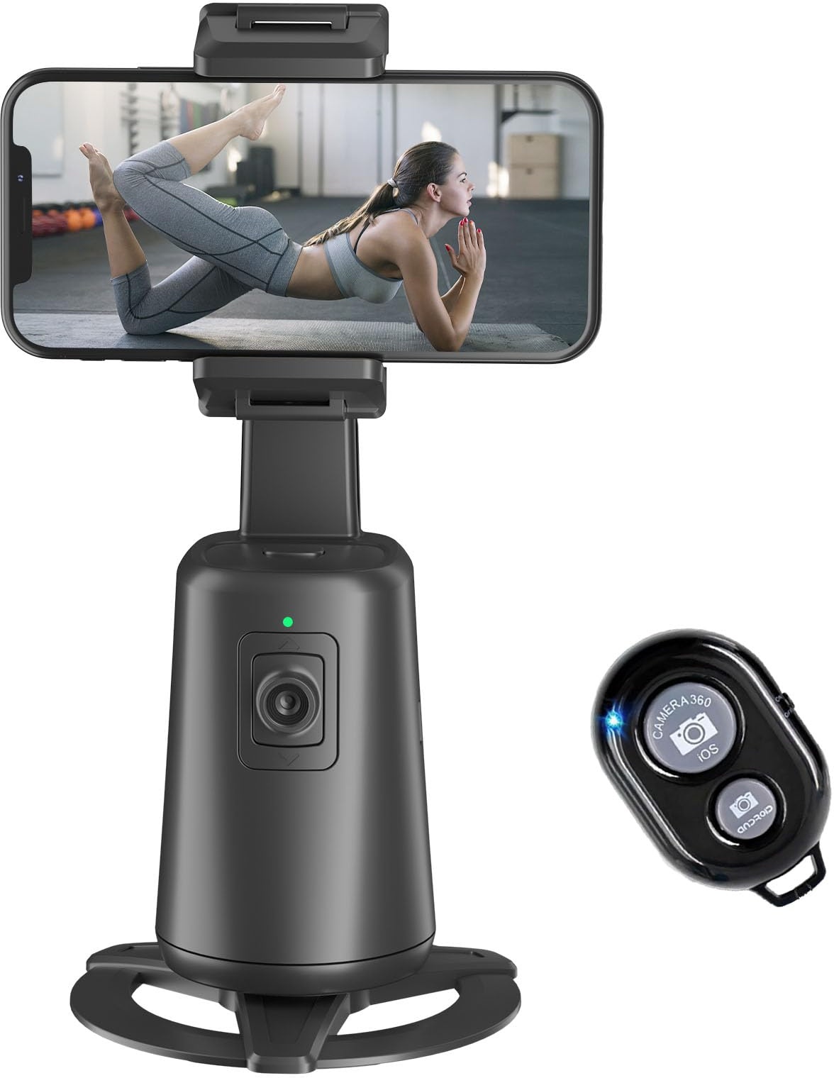 Auto Face Tracking Phone - 360° Rotation Auto Tracking Phone Holder No App, Phone Camera Mount with Remote and Gesture Control