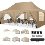 TOOLUCK Faltpavillon 3X6, Pavillon 3x6m Wasserdicht Stabil Winterfest, Faltbar Partyzelt mit 6 Seitenwänden & 4 Sandsack Pop up Gartenpavillon Anti-UV für Hochzeiten, Freien, Lichtblau