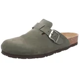 Rohde Herren Pantoffel Hausschuh Clog Leder Grado 6694, Größe:45 EU, Farbe:Grün - 45