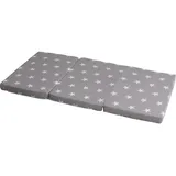 roba Reisebettmatratze Little Stars - Faltbare Baby Matratze für Reisebett 60 x 120 cm - Abnehmbarer Bezug in Grau mit weißen Sternen - Inklusive Tragetasche