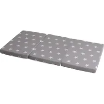roba Reisebettmatratze Little Stars - Faltbare Baby Matratze für Reisebett 60 x 120 cm - Abnehmbarer Bezug in Grau mit weißen Sternen - Inklusive Tragetasche