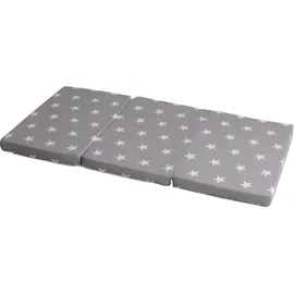roba Reisebettmatratze Little Stars - Faltbare Baby Matratze für Reisebett 60 x 120 cm - Abnehmbarer Bezug in Grau mit weißen Sternen - Inklusive Tragetasche