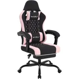 Woltu Gaming Stuhl mit Massagefunktion, Taschenfederkissen, ergonomisch, Netzstoff : Schwarz+Rosa Farbe: Schwarz+Rosa