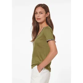Madeleine Trendiges Kurzarmshirt V-Ausschnitt in khaki multicolor), | Gr.: 38