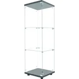 Glas Vitrine - Sammlervitrine - LED Beleuchtung - 3 Ebenen - 1 Tür - Glas mit Kunststoffrahmen - Schwarz - Schwarz