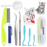 prota Zeckenzange für Hunde, Zeckenentferner Set für Hunde Katze, 9er Set Zeckenzangen Hund mit 1 Zeckenkarte 3 Zeckenhaken 2 Zeckenzangen Metall und 1 Zeckenpinzette (mit Aufbewahrungsbox)