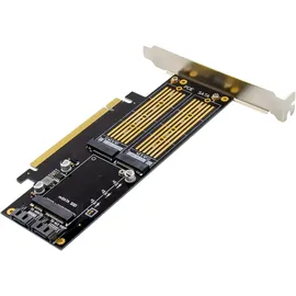 InLine PCIe Karte x16 zu 2x M.2 1x mSATA