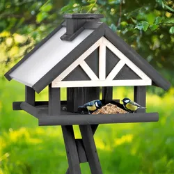 VOSS.garden Tolga - massives Vogelhaus mit Metalldach, inkl. Ständer