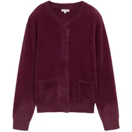 Tom Tailor 1048318 Strickjacke in Webpelz-Optik, Bordeaux, L