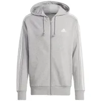 Adidas Essentials French Terry 3-Streifen Kapuzenjacke Medium Grey Heather / White S