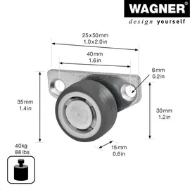 Wagner System GmbH Möbelrolle/Bettkastenrolle 01075901 Durchmesser 30 mm x Bauhöhe 35 mm