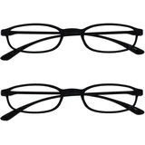 OPULIZE Fly 2er-Pack Taschengröße Super Licht Lesebrille Matt Schwarz Herren Damen Lesehilfe RR67-1 +1,00