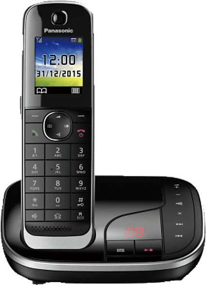 Panasonic KX-TGJ320GB Familien-Telefon mit Anrufbeantworter (schnurloses Telefon, strahlungsarm, Anrufschutz, DECT Basisstation, Freisprechen) schwarz