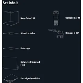 Dennerle Nano Cube Basic, 20 Liter - Mini Aquarium mit Abgerundeter Frontscheibe