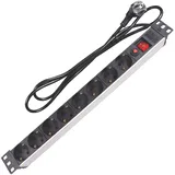 Perel PDU-Steckdosenleiste 2,15 m Schwarz/Rot 8 St.