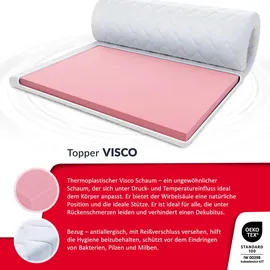Fdm Matratzentopper VISCO MAX Matratze Topper 180x200 cm Härtegrad H1 Höhe ca. 8 cm thermoplastischer Schaum Allergiker Geeignet Öko-Tex Weiß