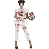 FIESTAS GUIRCA Blutiger Clown-Kostüm, weißes Outfit mit T-Shirt und Hose für Damen, Größe L 42-44