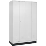 C+P Doppel-Spind Classic PLUS, Sockel, 4 Abteile, HxBxT 195x120x50cm, Zylinderschloss, Verkehrsweiß von PROREGAL