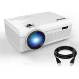 Mini Bluetooth Beamer Heimkino Projektor, BIGASUO LED Video Handy Beamer HD Smartphone Projector mit 200'' Display, USB, HDMI, SD, AV, VGA, Audio (Weiß)