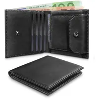 UNOSEKS Geldbörse Herren - Portmonee Herren mit RFID Schutz,Bifold Geldbeutel Herren Klein,Slim Wallet mit Münzfach,Kreditkartenetui Herren für 4 Karten(Schwarz)