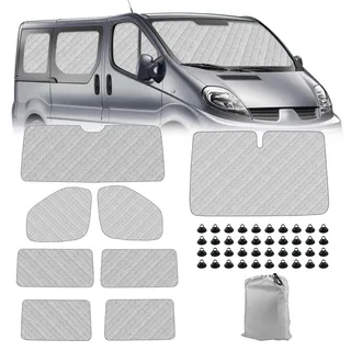 8PCS Technology Thermomatte Ersatz für Renault Trafic SWB 2015-2024/Vivaro 2014-2018/NV300 2014–2021/Talento 2016–2020, Aluminiumfolie Faltbar Sonnenblende, Sonnenschutz Frontscheibe Abdeckung