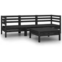 vidaXL 4-tlg Garten-Lounge-Set Schwarz Massivholz Kiefer