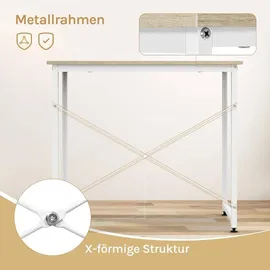 Woltu Schreibtisch Helle Eiche / Weiß