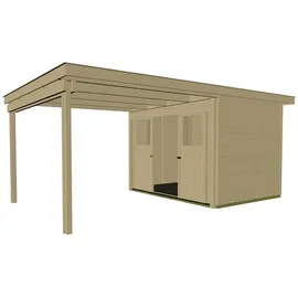 Weka Schiebetürhaus 225 A 5,9 x 2,99 m natur inkl. Anbaudach