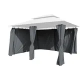 Lex 6er Seitenteile Set Pavillon 4x3m Gartenpavillon Seitenwand Sichtschutz Robust Steingrau