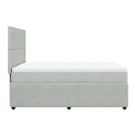 vidaXL Boxspringbett mit Matratze Hellgrau 160x200 cm Samt