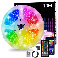 Realky Led Strip 10m, RGB Led Streifen, Bluetooth Smart Led Band Selbstklebend, LED Leiste mit Fernbedienung und APP, LED Lights Dimmbar, Musik Sync, Timer-Einstellung für Gaming Zimmer, Room, Küche, Party