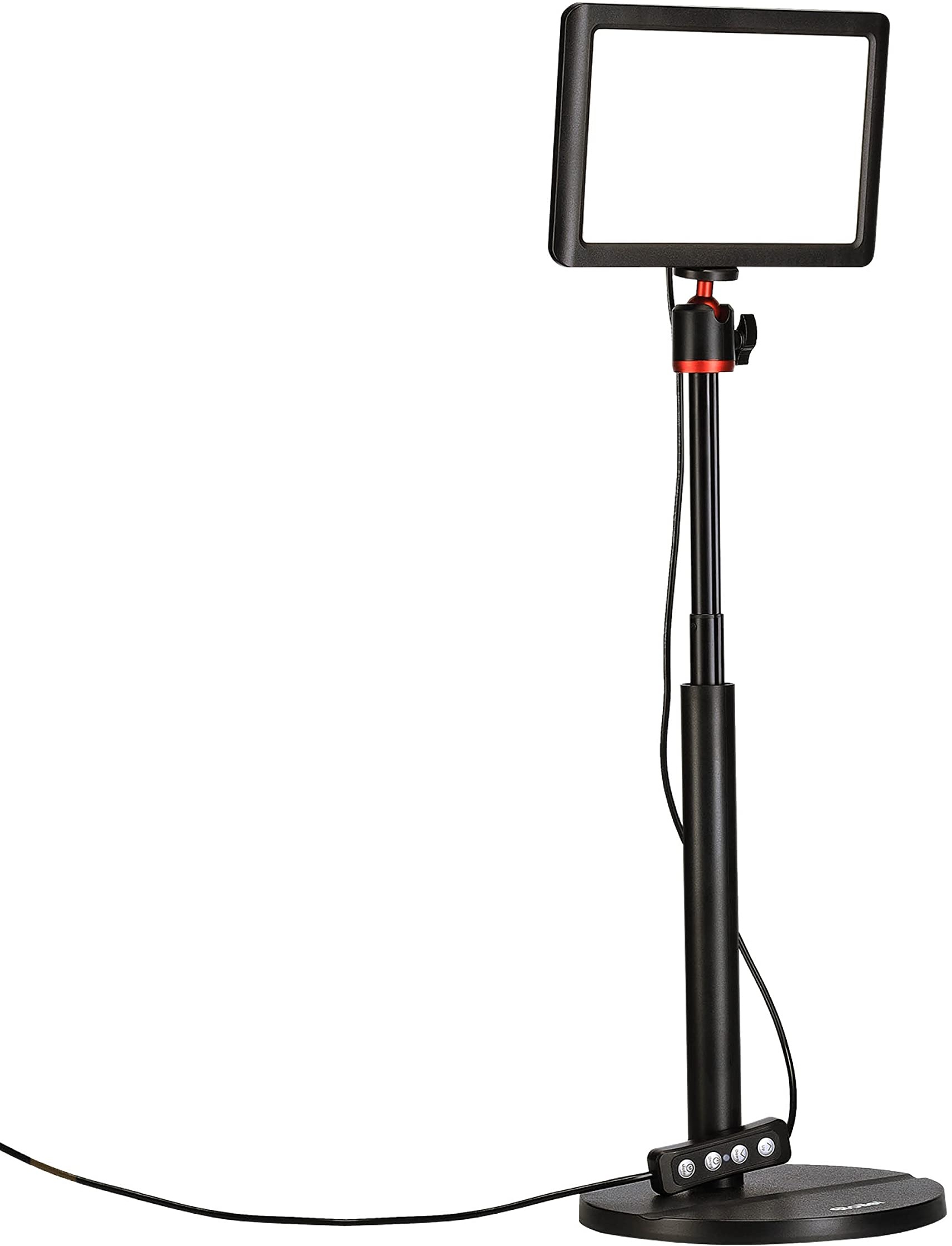 Rollei Lumis Key-Light, LED Videolicht inkl. Tischstativ mit Fernbedienung am Kabel zum Ausleuchten von Video-Streams und Konferenzen 28555 schwarz