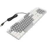 Bewinner Mechanische Gaming Tastatur, USB Tastatur mit RGB LED Hintergrundbeleuchtung, 104 Tasten Computertastatur mit Blauem Schalter, Mechanische Tastatur für Windows für Linux (Weiß grau)