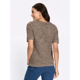 Inspirationen Baumwoll-Pullover taupe-schoko-gemustert 44