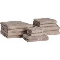 Beliani Handtücher 11er Set AREORA Baumwolle Taupe