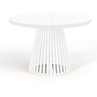 Runder Ausziehbarer Tisch für Esszimmer, DOVER - Industrial/Loft Still mit Lamellenbeine, Durchmesser: 100 / 200 cm, Farbe: Weiß