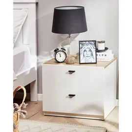 Beliani Nachttisch Edison 39 x 52 x 43 cm Weiß/Braun
