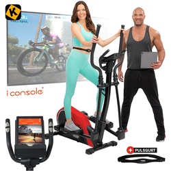 Miweba Sports Crosstrainer MC300, 21 kg Schwungmasse, verstellbar, Pulsgurt, mit App, Magnetbremse (Rot/Schwarz)