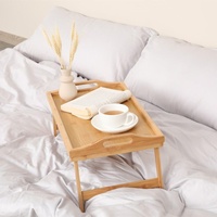 Terra Home Tablett Bett Bambus braun mit klappbaren Beinen Serviertablett Betttisch