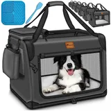 TRESKO Hundebox Faltbar Anthrazit (xl 83x58x58cm) Inkl. Leckmatte, Spatel, Reflektoren Transportbox Für Hunde Und Katzen Hundetransportbox Für Kleine & Große Hunde Hundetasche Robust - Tresko
