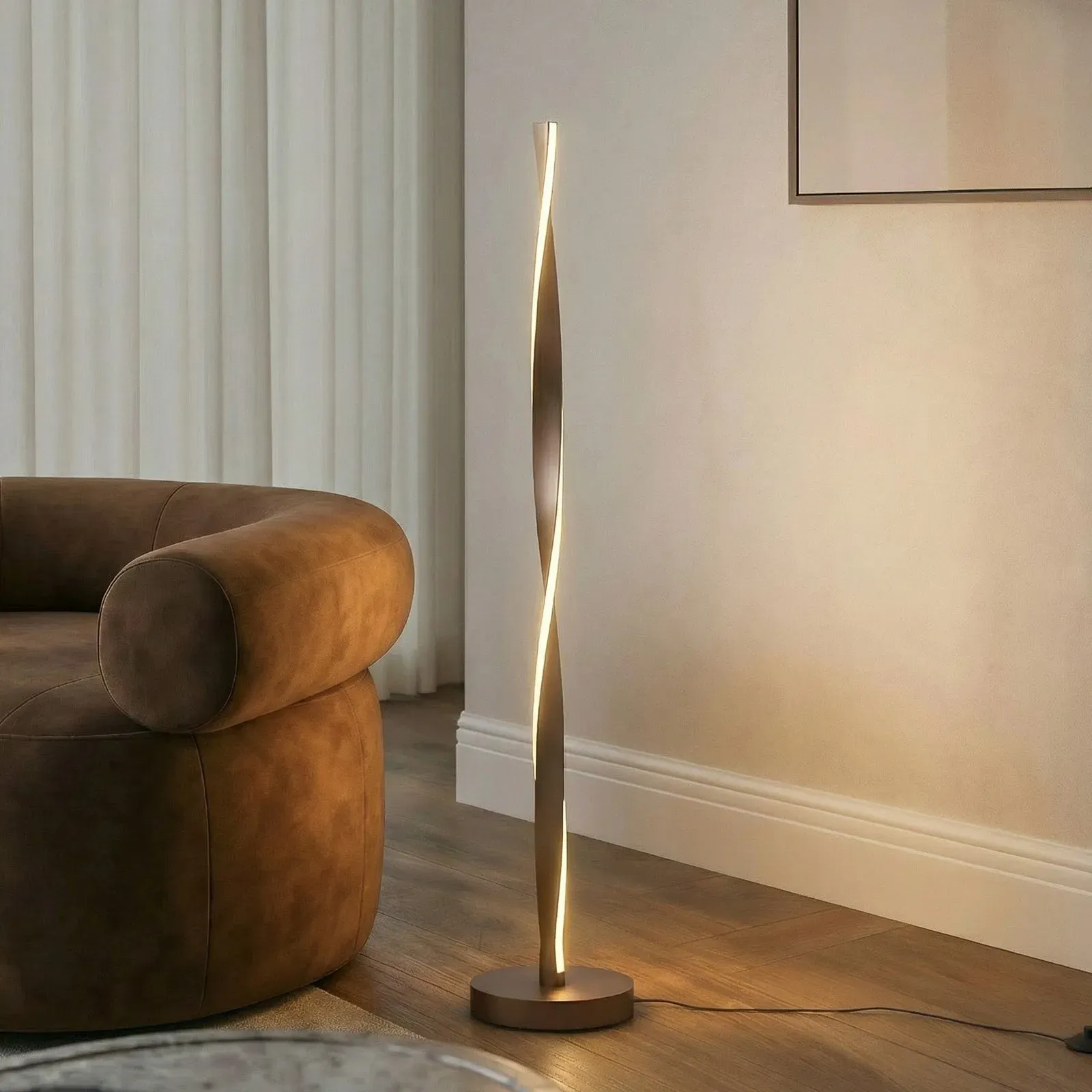 Stehleuchte Lindby, Jaren, Braun / Rost, für Wohnzimmer, Metall, Modern - 120